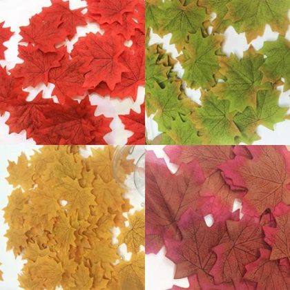 100 Pcs Fall Fake Silk Leaves Wedding Favor Autumn Maple Leaf Wedding Decoration